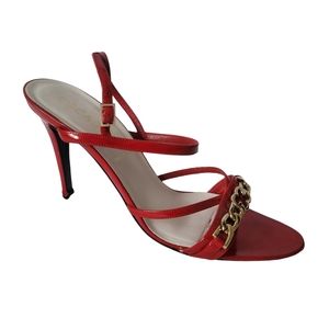 ESCADA red strappy chain strap stiletto heels